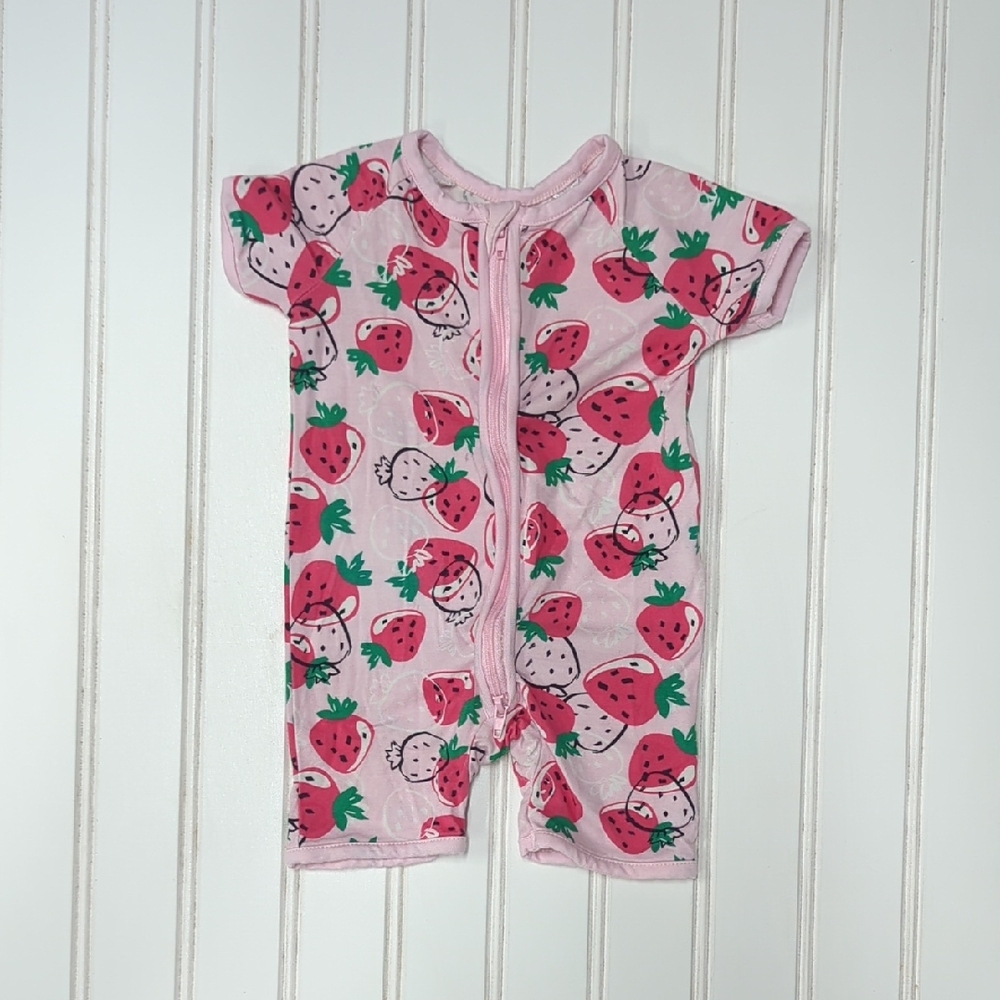 Miozing Bamboo Strawberry Print Shorty Pajama